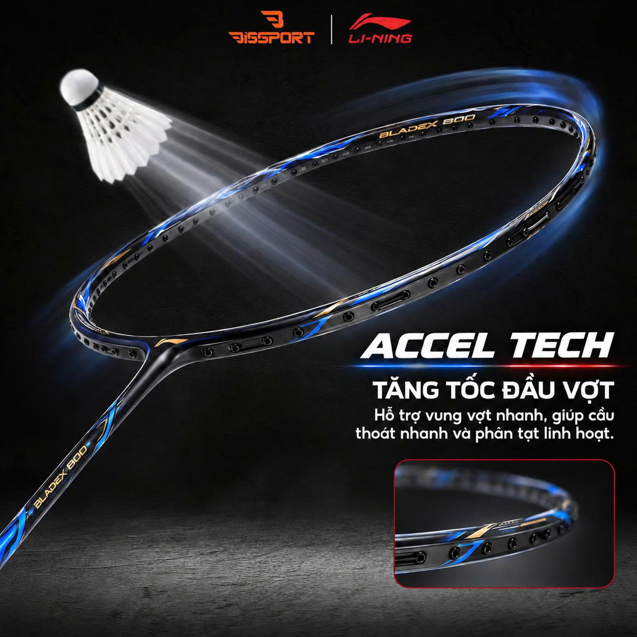Vợt Cầu Lông Lining BladeX 800 Power Chính Hãng - Nhanh - Thiên Công - Đập Cầu Mạnh - Giảm Rung - Ổn Định